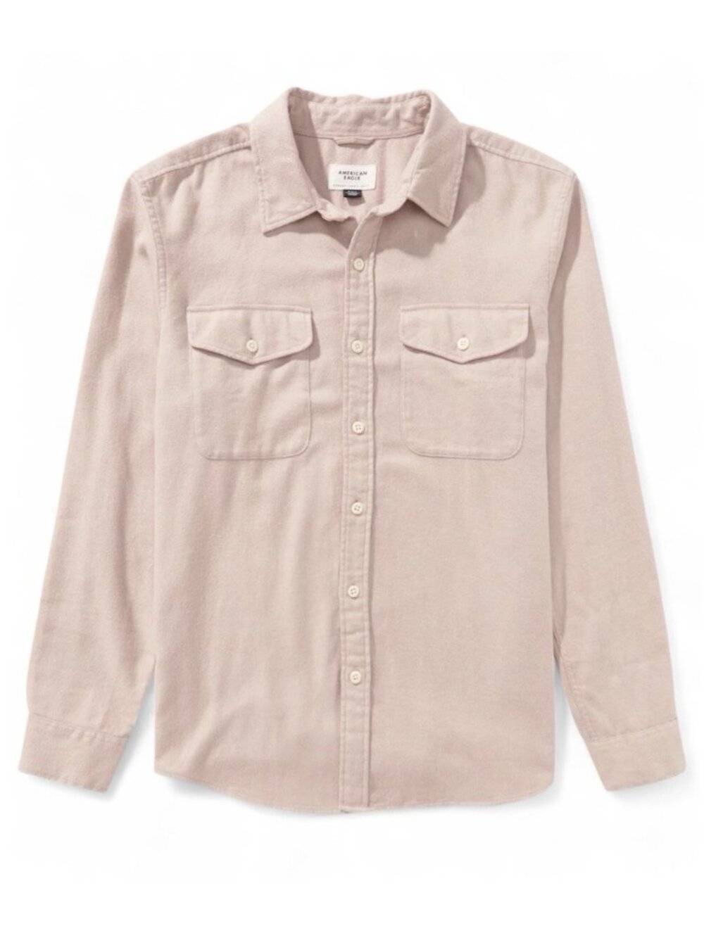 Aerie 100% Cotton Button Down Shirt Pockets Light Pink Coral Button-Down Top, L
